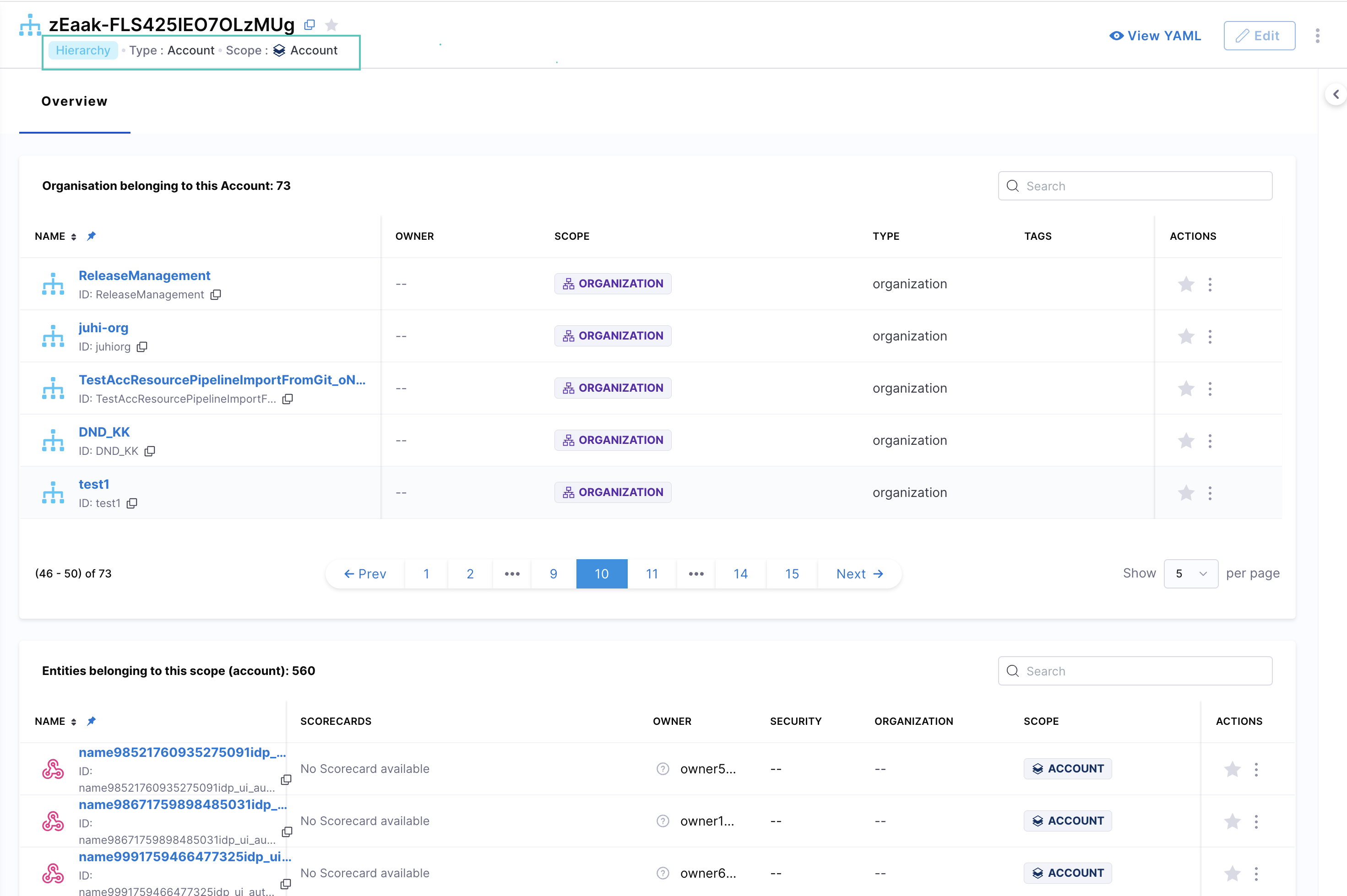 Account Level Entity