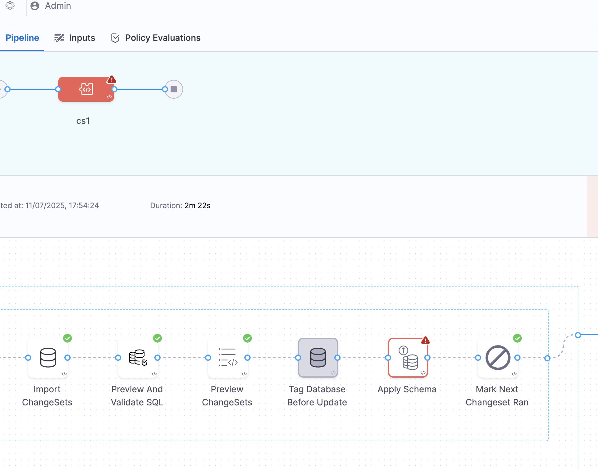 Apply Schema with Mark Failed Changeset Ran enabled