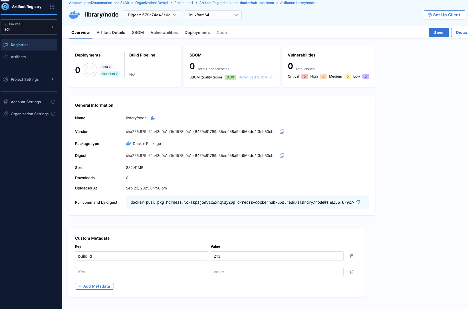 Click to view full size image Package Level Metadata
