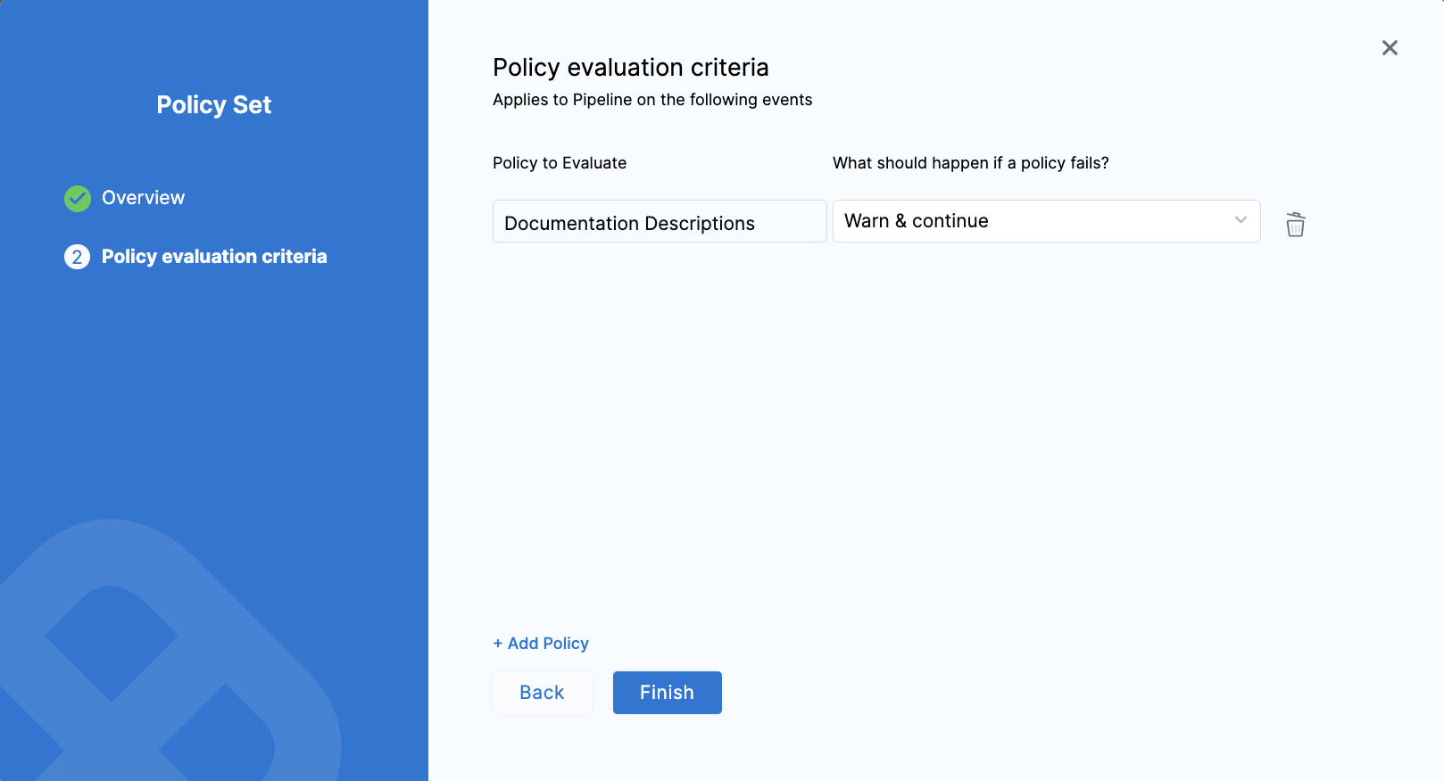 Policy set with policies added